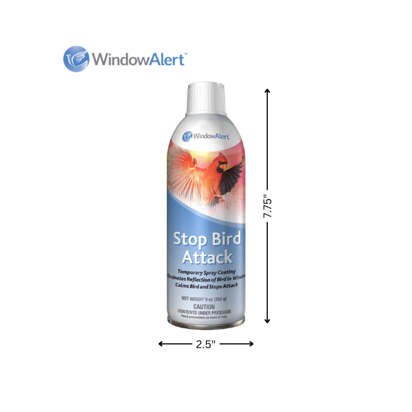 Stop Bird Attack in use and applied on a window.
