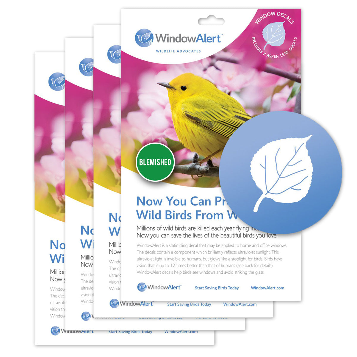 Aspen Leaf UV decals to prevent bird strikes. Bulk wholesale discount