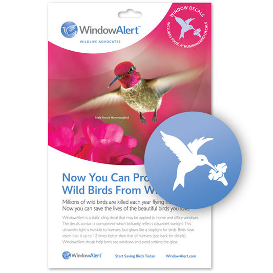 Hummingbird Window Decal - Prevent Bird Strikes. Butterfly Window Decal what we see and what birds see.Aspen Leaf UV decals to prevent bird strikes. 