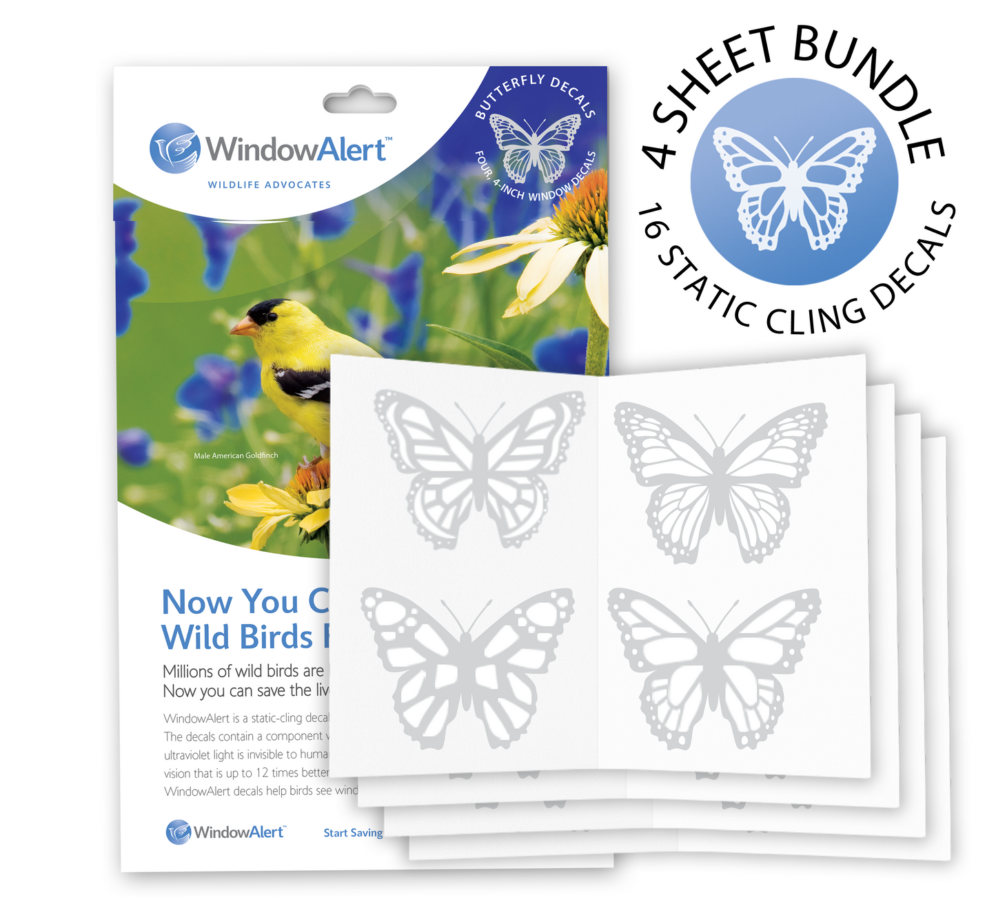 [Design: Butterfly ] WindowAlert butterfly decals with packaging and static cling labels.