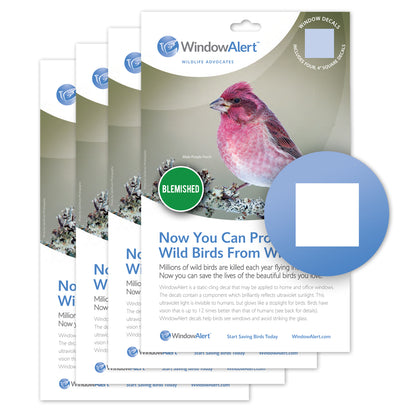 [Design: Classic Square] Prevents bird strikes on glass windows using UV technology. Made in the USA. Blemished 4-pack