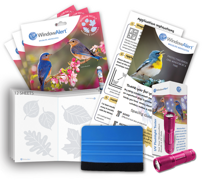 [Design: Leaf Medley]  Prevents bird strikes on glass windows using UV technology. Made in the USA.