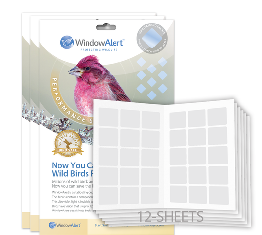 [Design: Mini Diamonds] Prevents bird strikes on glass windows using UV technology. Made in the USA. 12-sheet bundle