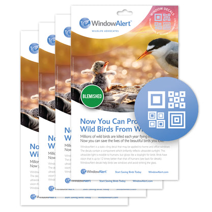 [Design: Modern Square] Prevents bird strikes on glass windows using UV technology. Made in the USA. Blemished 4-pack