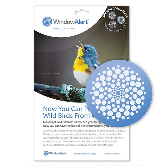 [Design: Modern Dots] UV-reflective window decals to prevent bird strikes. Dots design. 