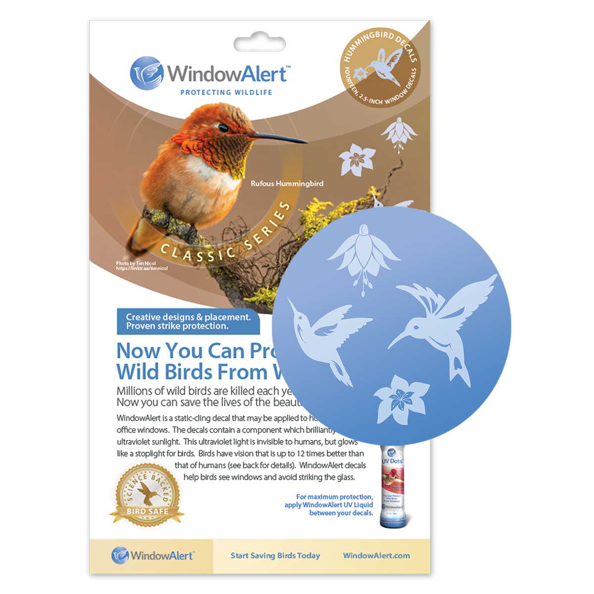 Hummingbird UV Window Decals - Classic Series