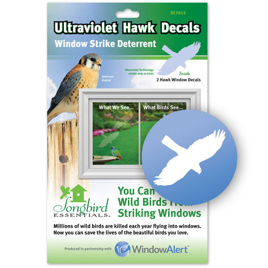 Hawk Window Decal - Prevent Bird Strikes. Butterfly Window Decal what we see and what birds see.Aspen Leaf UV decals to prevent bird strikes. 