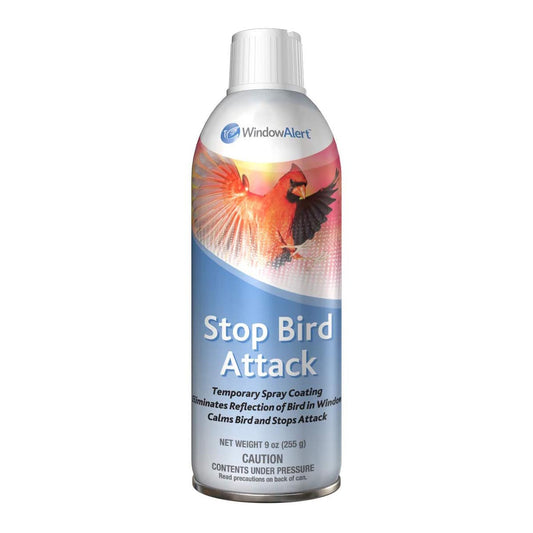 WindowAlert Stop Bird Attack. Spray to prevent birds from attacking windows.